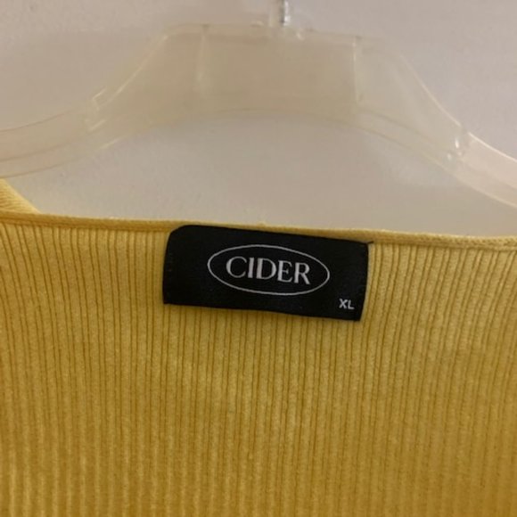 Cider Yellow Knit Long-Sleeve Button-Up Crop Top - Picture 8 of 8